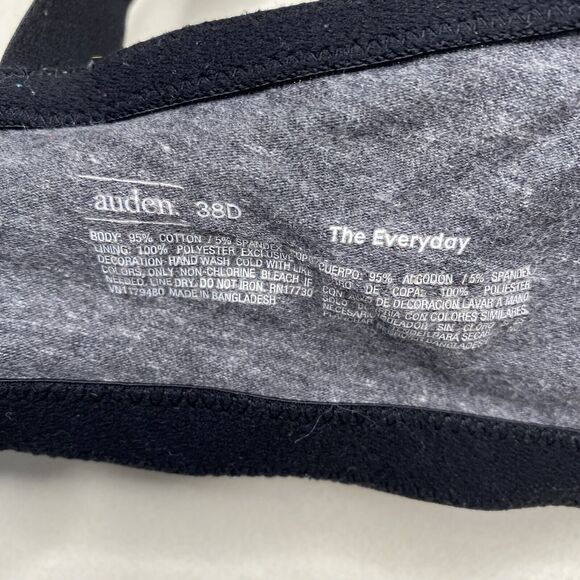 Auden Bra The Everyday Gray Underwire Padded Adjustable Clasp Back Size 38D - Picture 3 of 4